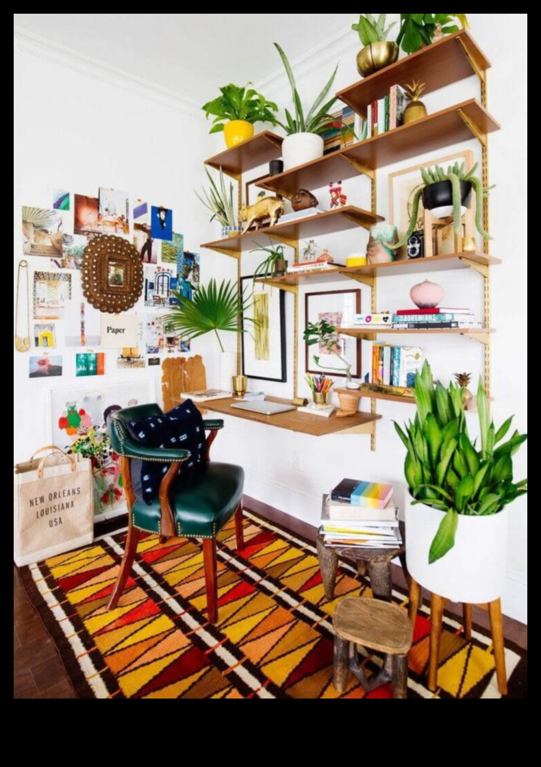 Cum să adăugați o notă globală unui birou de acasă cu Idei de decor de birou Bohemian?